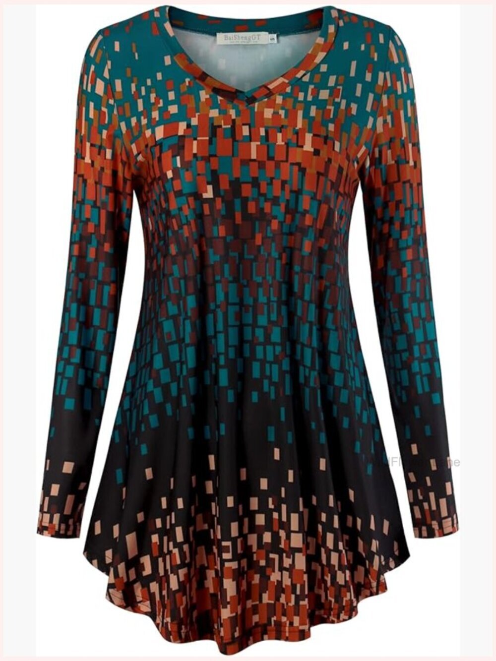 Long Sleeve Tunic Top for Leggings V-Neck Blouse T-Shirt